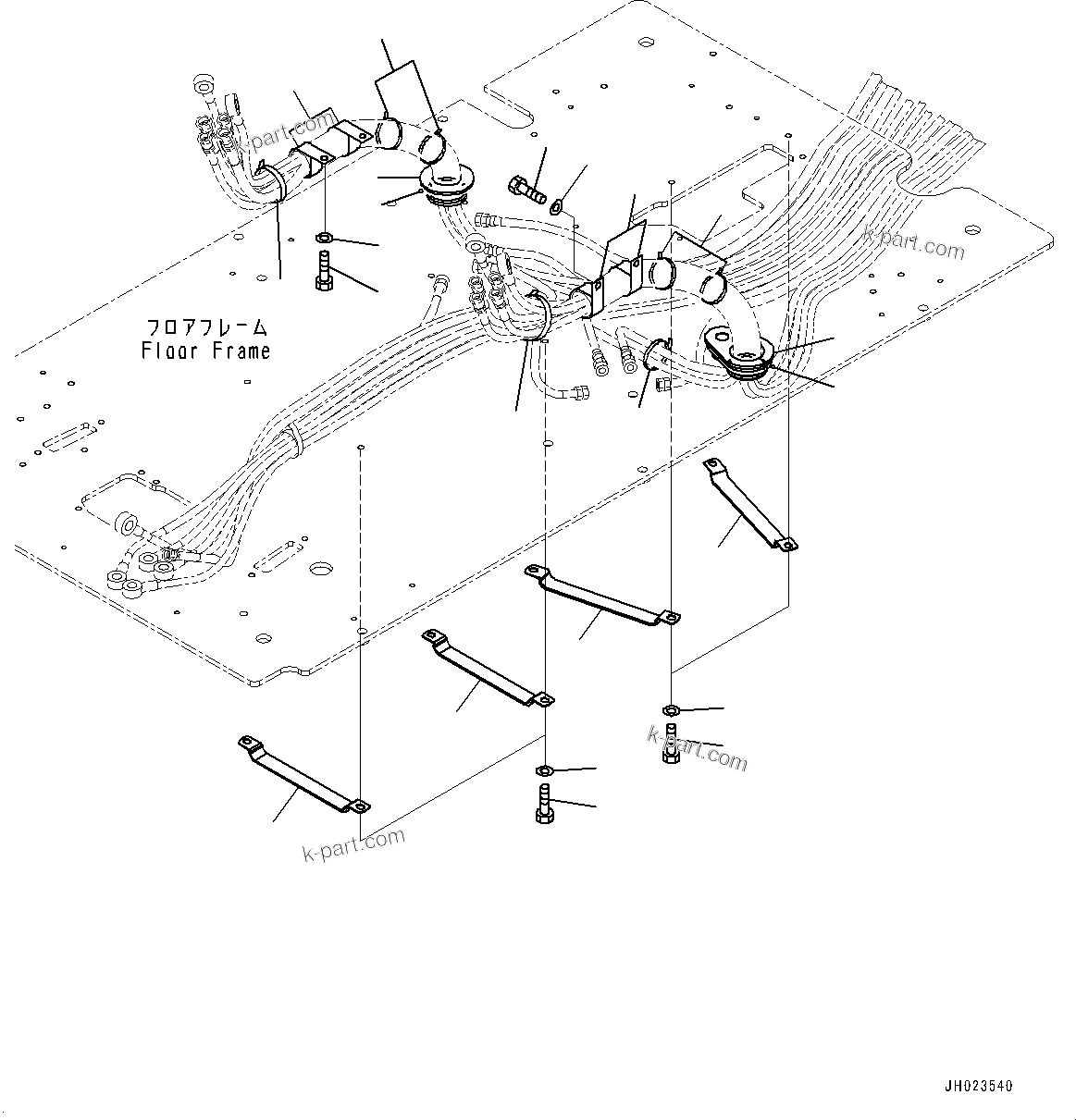 Komatsu parts book diagram for PC450LC-8R S/N 79001-UP: CAB, FLOOR, PPC PIPING CLAMP(#79001-)