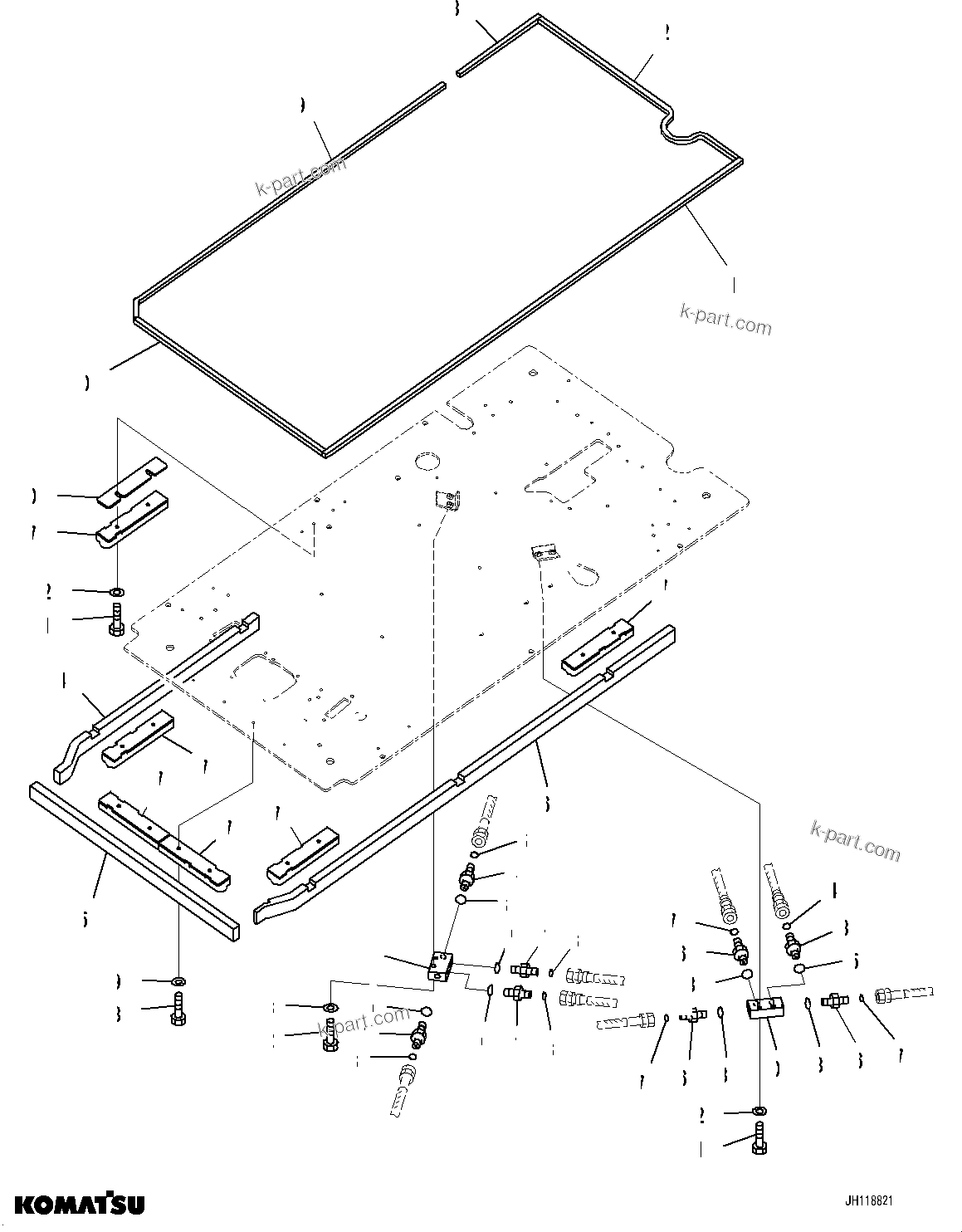 Komatsu parts book diagram for PC450LC-8R S/N 79001-UP: CAB, FLOOR, P, T BLOCK AND SEAL(#79001-)