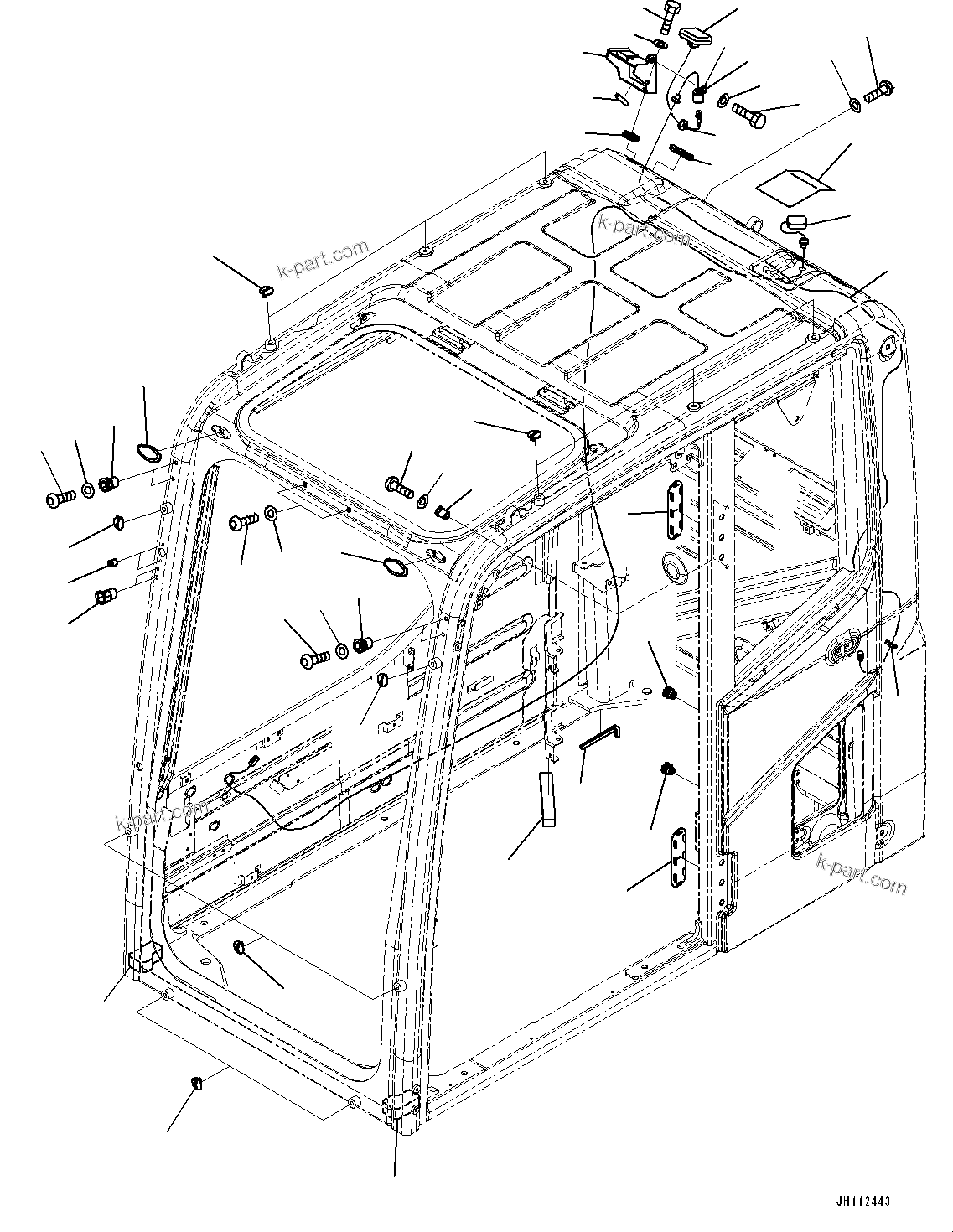 Komatsu parts book diagram for PC450LC-8R S/N 79001-UP: CAB, KOMTRAX ANTENNA (ROPS CAB, VANDALISM PROTECTION)(#79001-)