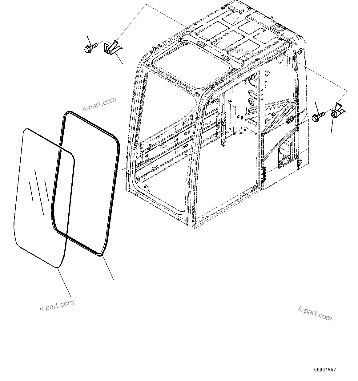 Komatsu parts book diagram for PC450LC-8R S/N 79001-UP: CAB, FRONT WINDOW(#79001-)