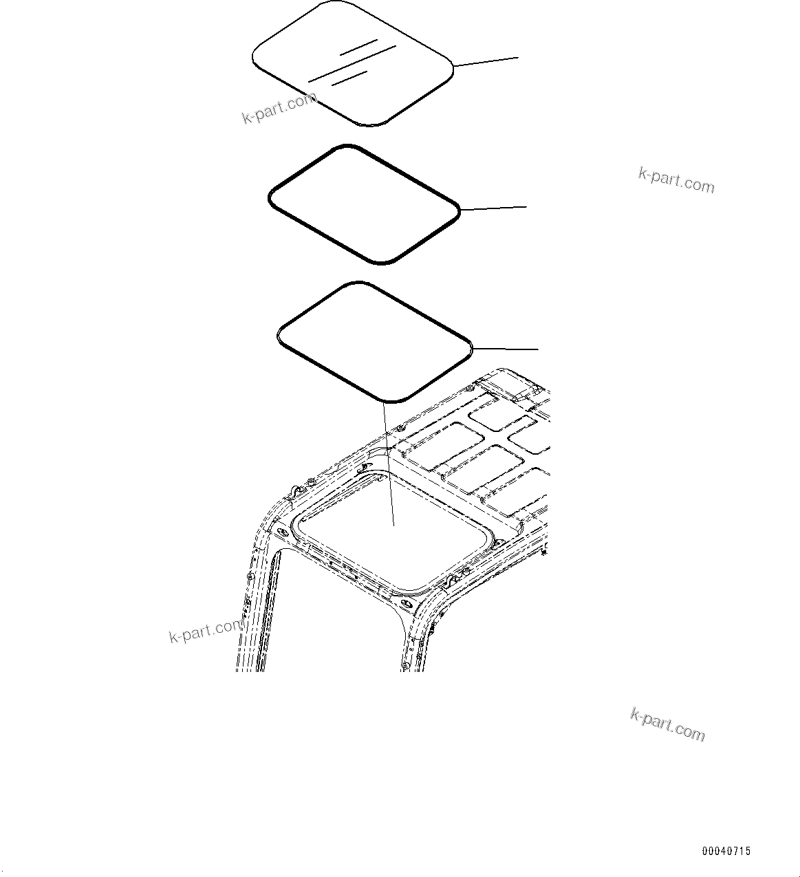 Komatsu parts book diagram for PC450LC-8R S/N 79001-UP: CAB, ROOF WINDOW(#79001-)