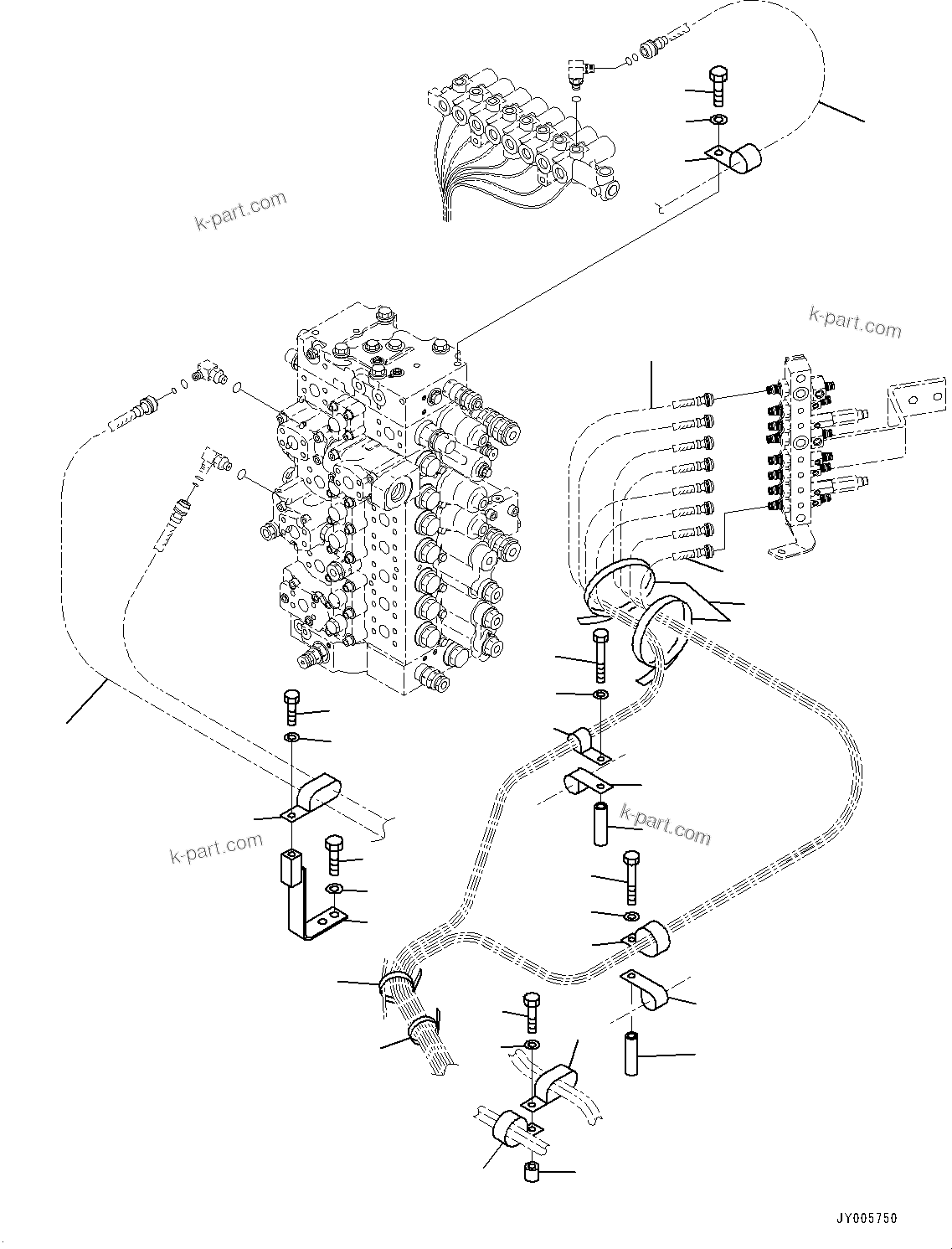 Komatsu parts book diagram for PC450LC-8R S/N 79001-UP: PROPORTIONAL PRESSURE CONTROL (PPC) PIPING, (1-ADDITIONAL ACTUATOR PIPING, ACCUMULATOR)(#75001-)