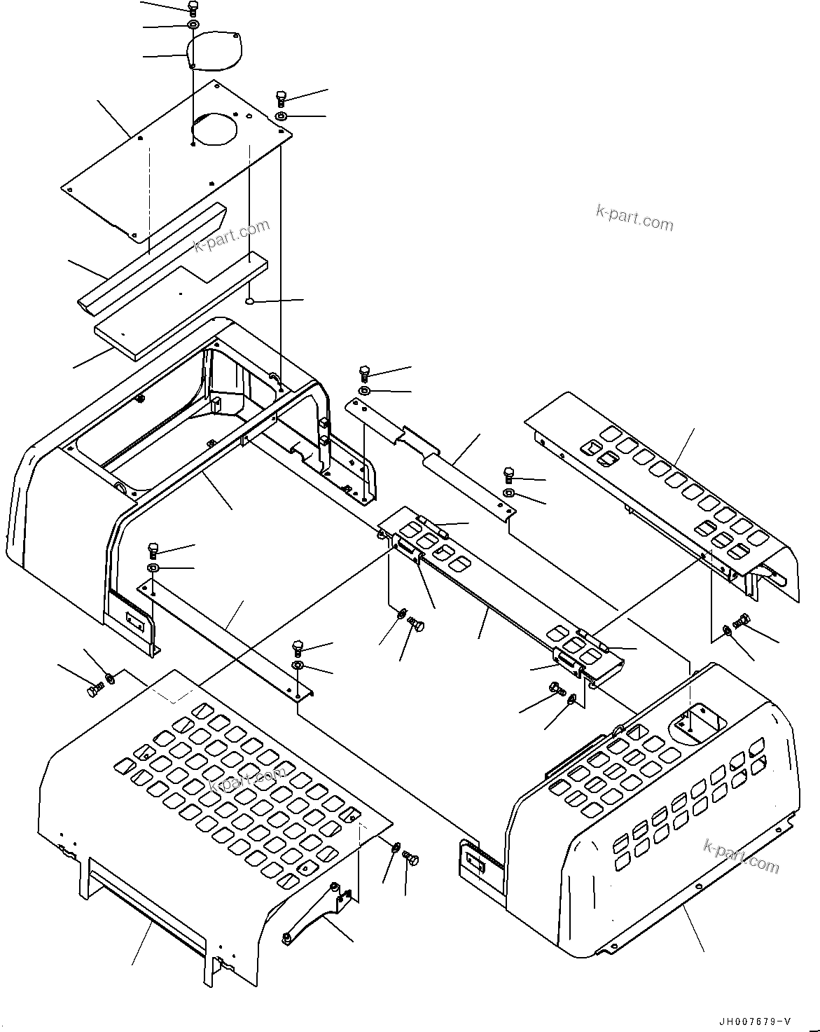 Komatsu parts book diagram for PC450LC-8R S/N 79001-UP: ENGINE HOOD, FRAME(#75001-76011)