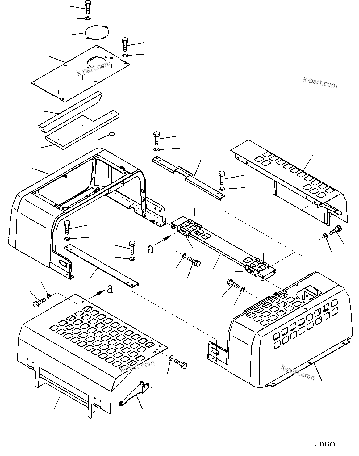 Komatsu parts book diagram for PC450LC-8R S/N 79001-UP: ENGINE HOOD, FRAME(#76012-)