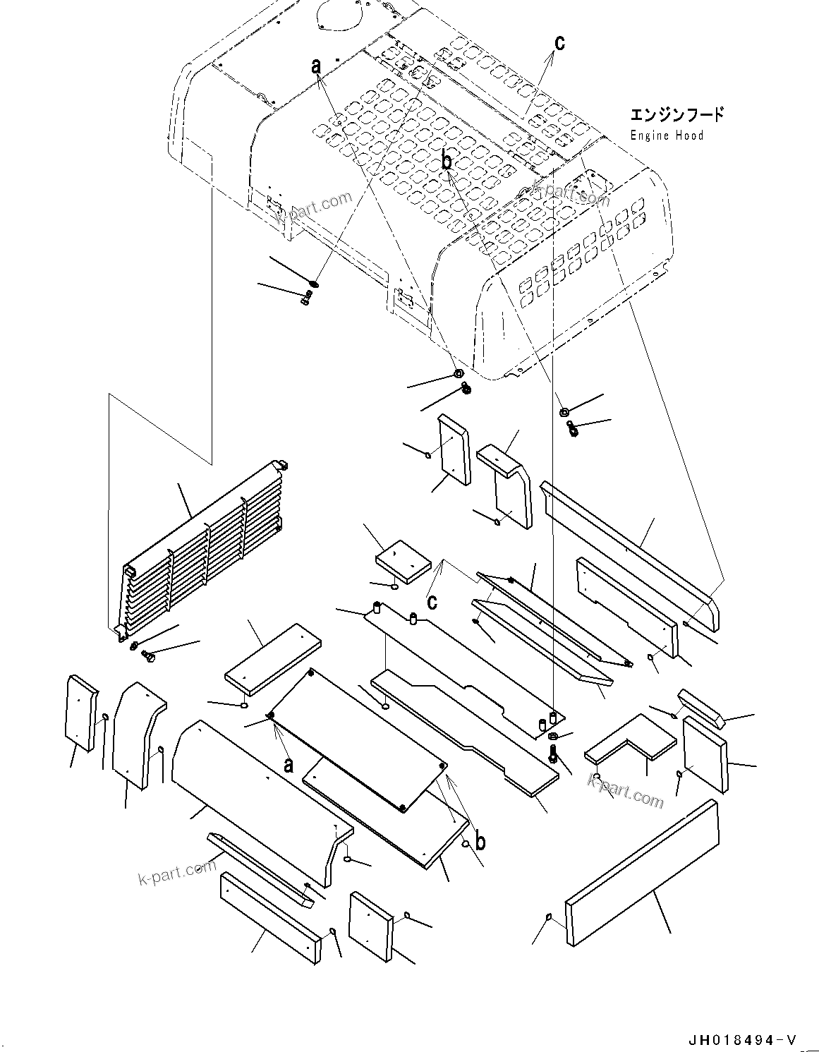 Komatsu parts book diagram for PC450LC-8R S/N 79001-UP: ENGINE HOOD, LOUVER(#75001-)
