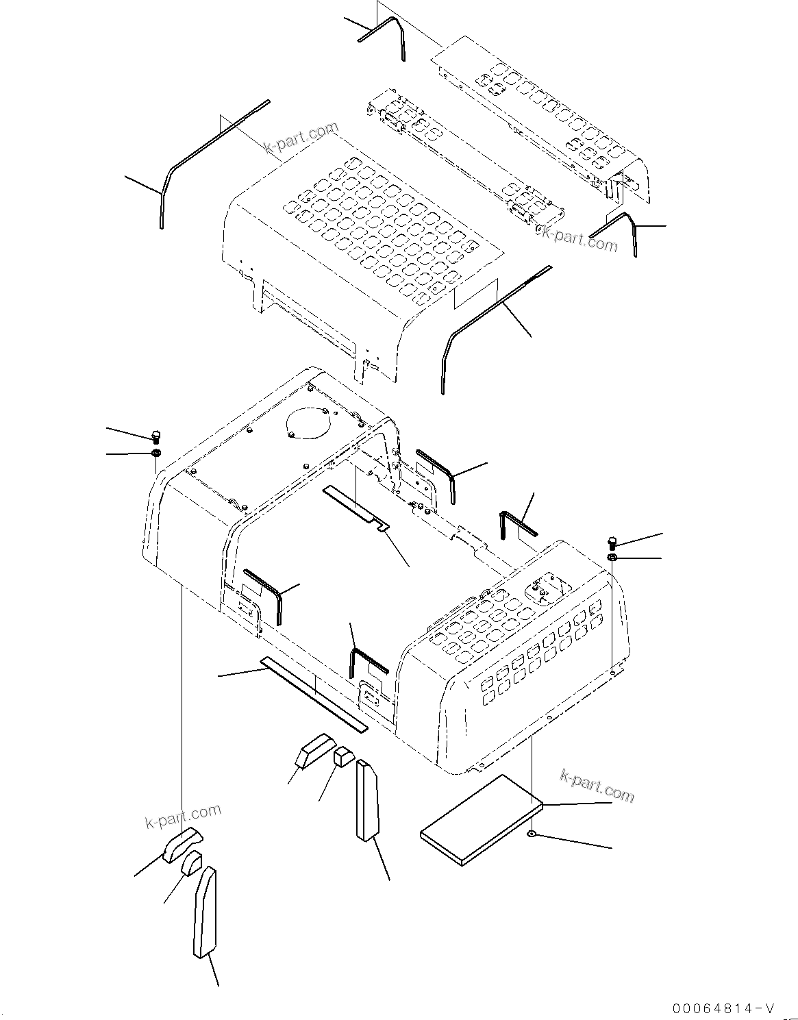 Komatsu parts book diagram for PC450LC-8R S/N 79001-UP: ENGINE HOOD, SHEET(#75001-76011)