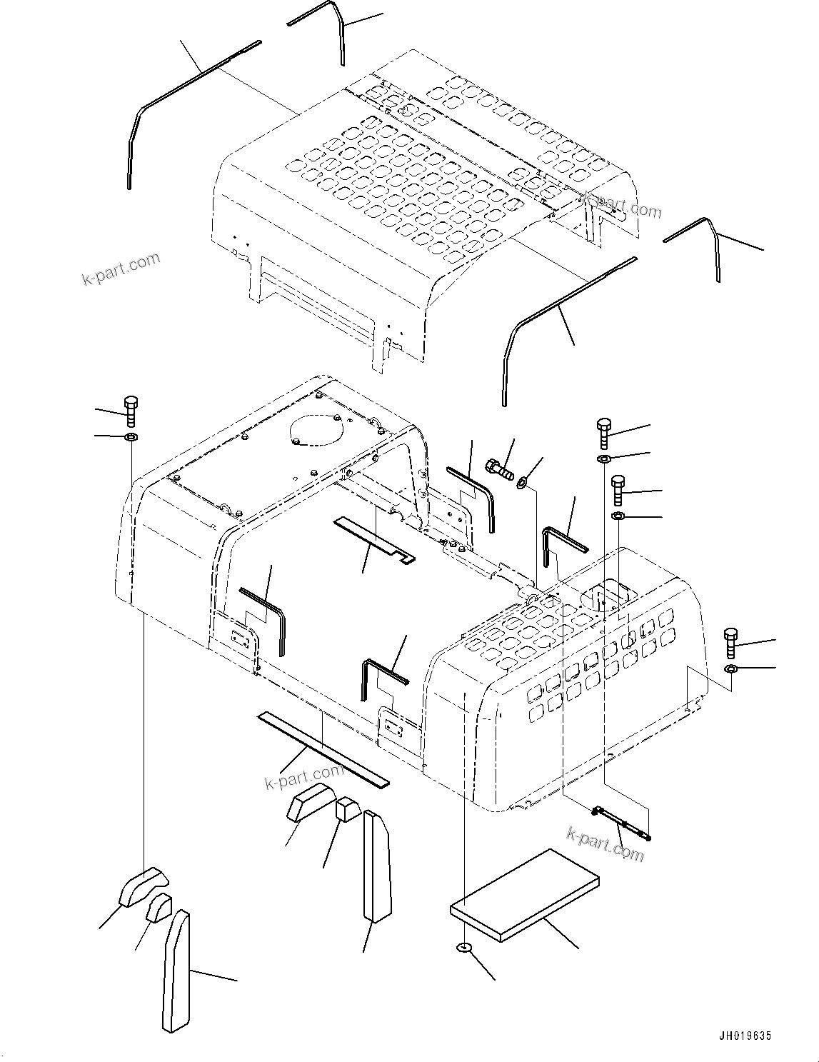 Komatsu parts book diagram for PC450LC-8R S/N 79001-UP: ENGINE HOOD, SHEET(#76012-)