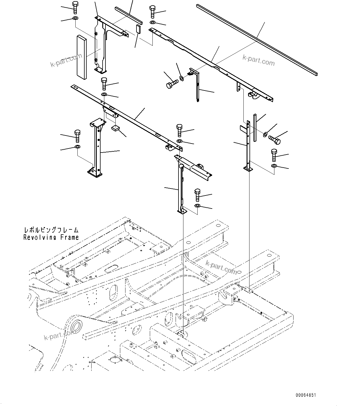 Komatsu parts book diagram for PC450LC-8R S/N 79001-UP: FRAME, (#75001-)