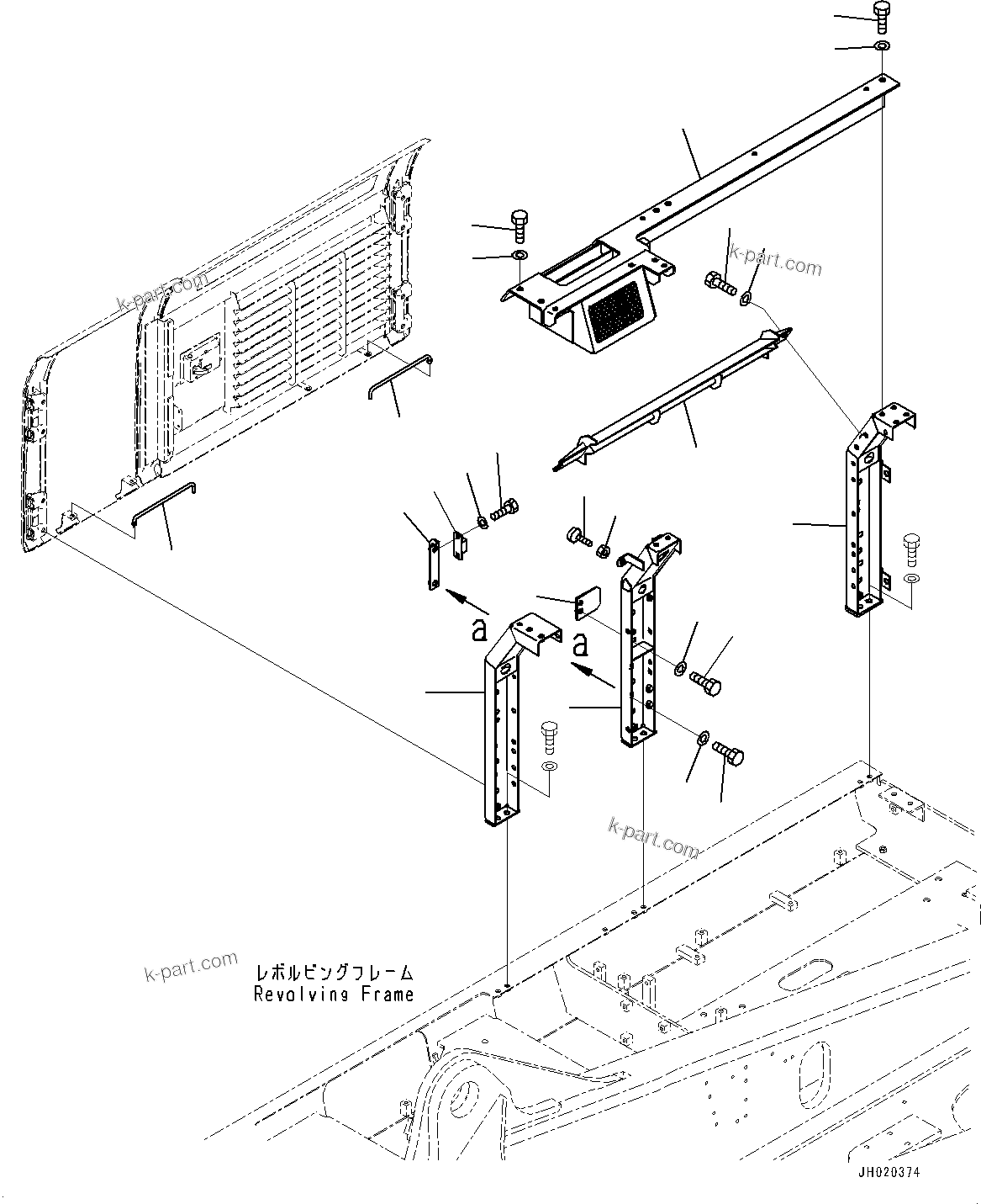 Komatsu parts book diagram for PC450LC-8R S/N 79001-UP: DOOR R.H., FRAME(#76570-)
