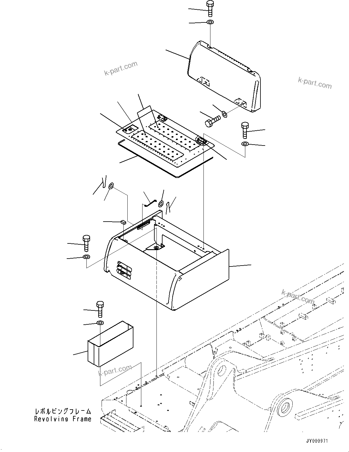 Komatsu parts book diagram for PC450LC-8R S/N 79001-UP: BATTERY CASE, (#75097-)