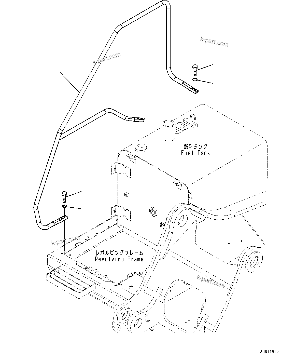 Komatsu parts book diagram for PC450LC-8R S/N 79001-UP: HANDRAIL, (#75414-)