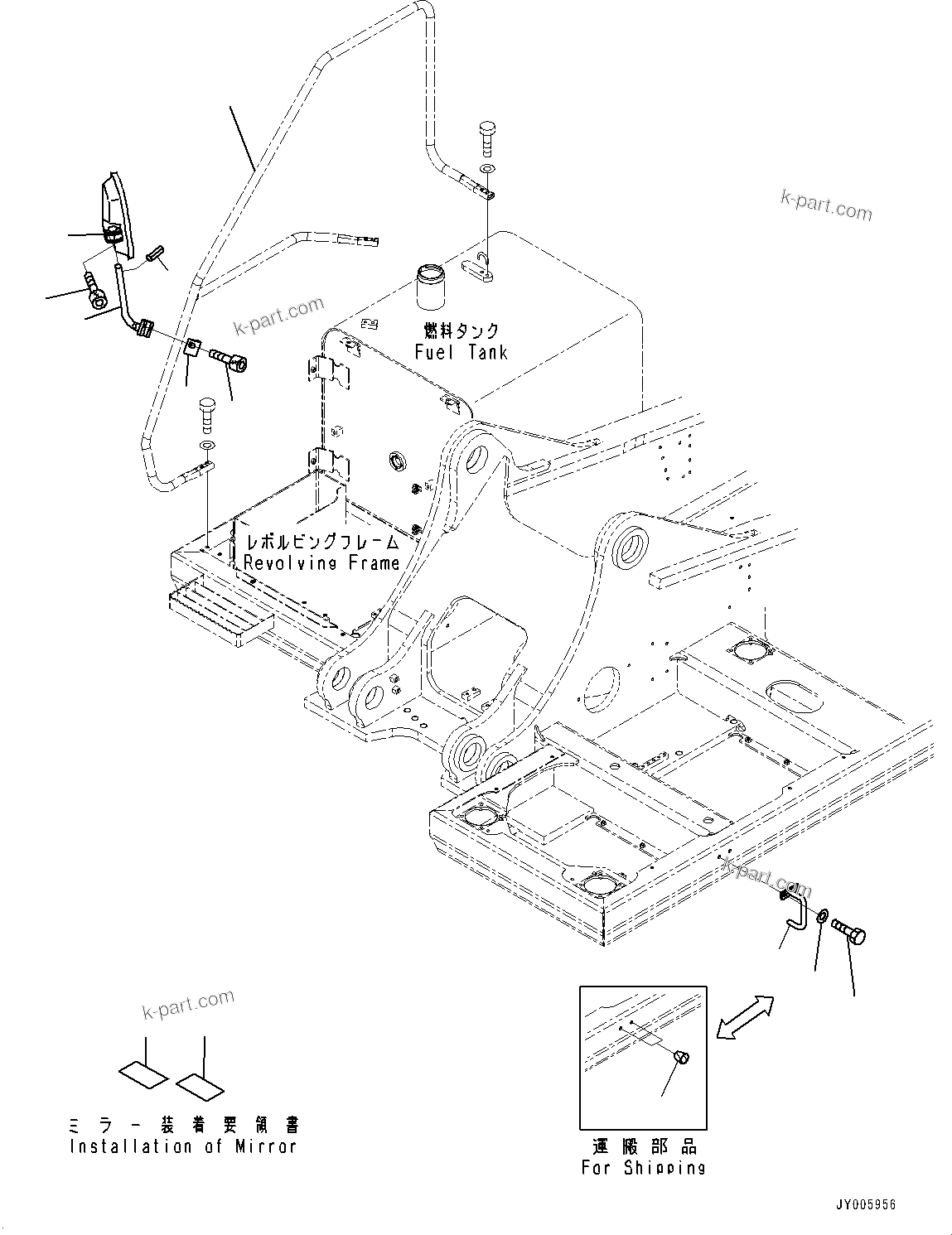Komatsu parts book diagram for PC450LC-8R S/N 79001-UP: REARVIEW MIRROR R.H., (#75001-)