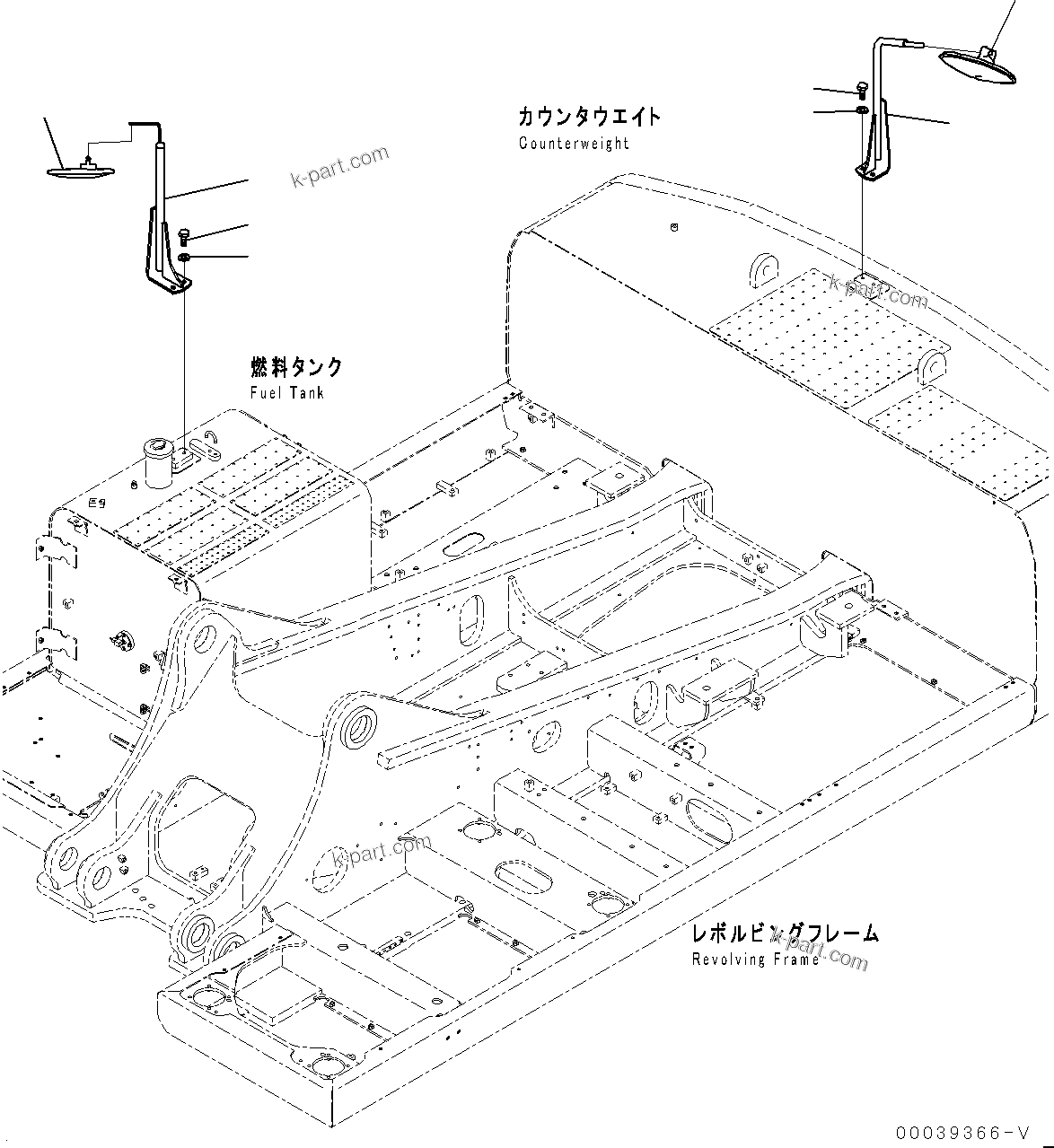 Komatsu parts book diagram for PC450LC-8R S/N 79001-UP: REARVIEW MIRROR, (#75001-)