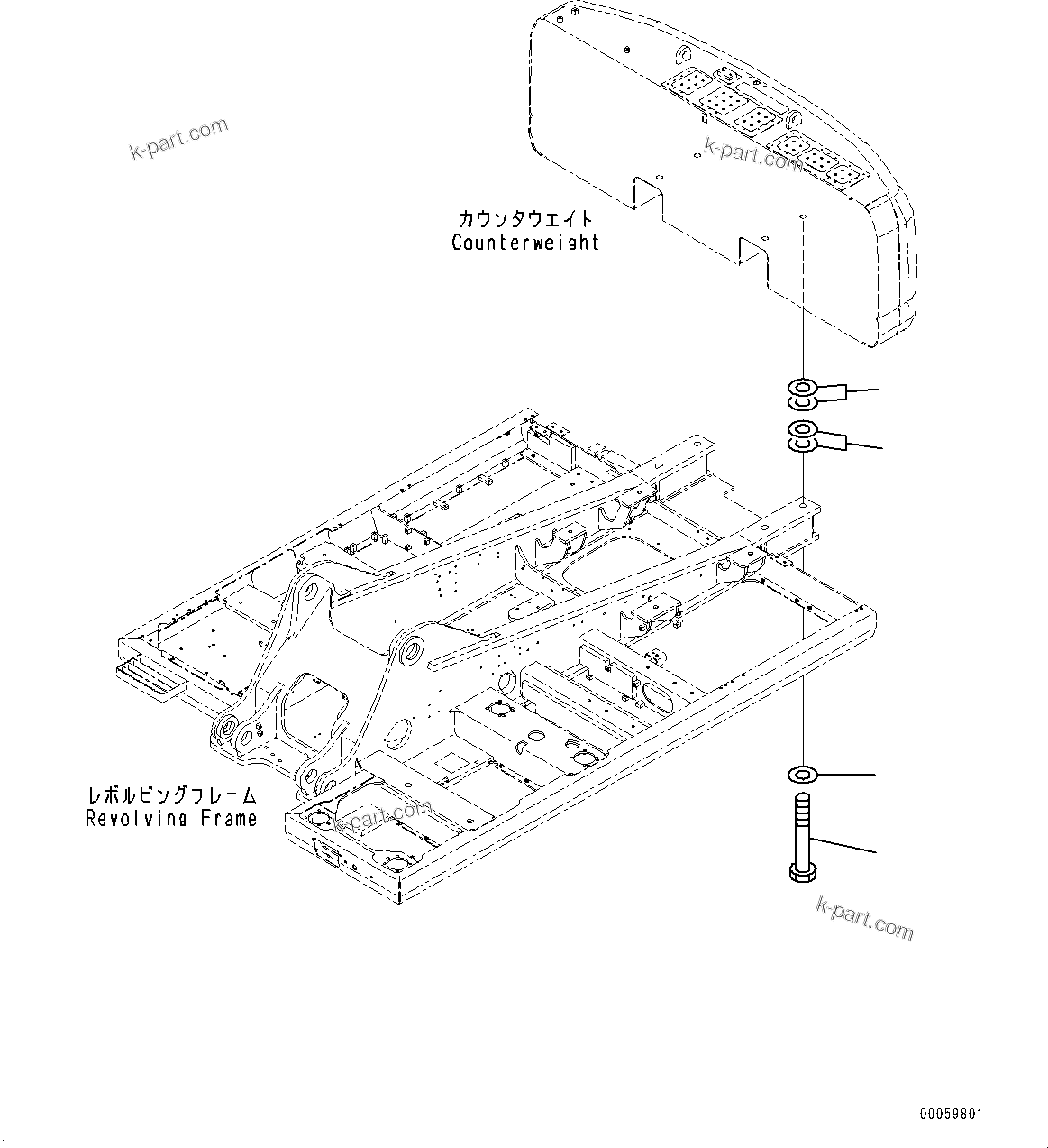 Komatsu parts book diagram for PC450LC-8R S/N 79001-UP: COUNTERWEIGHT MOUNTING, (#75001-)