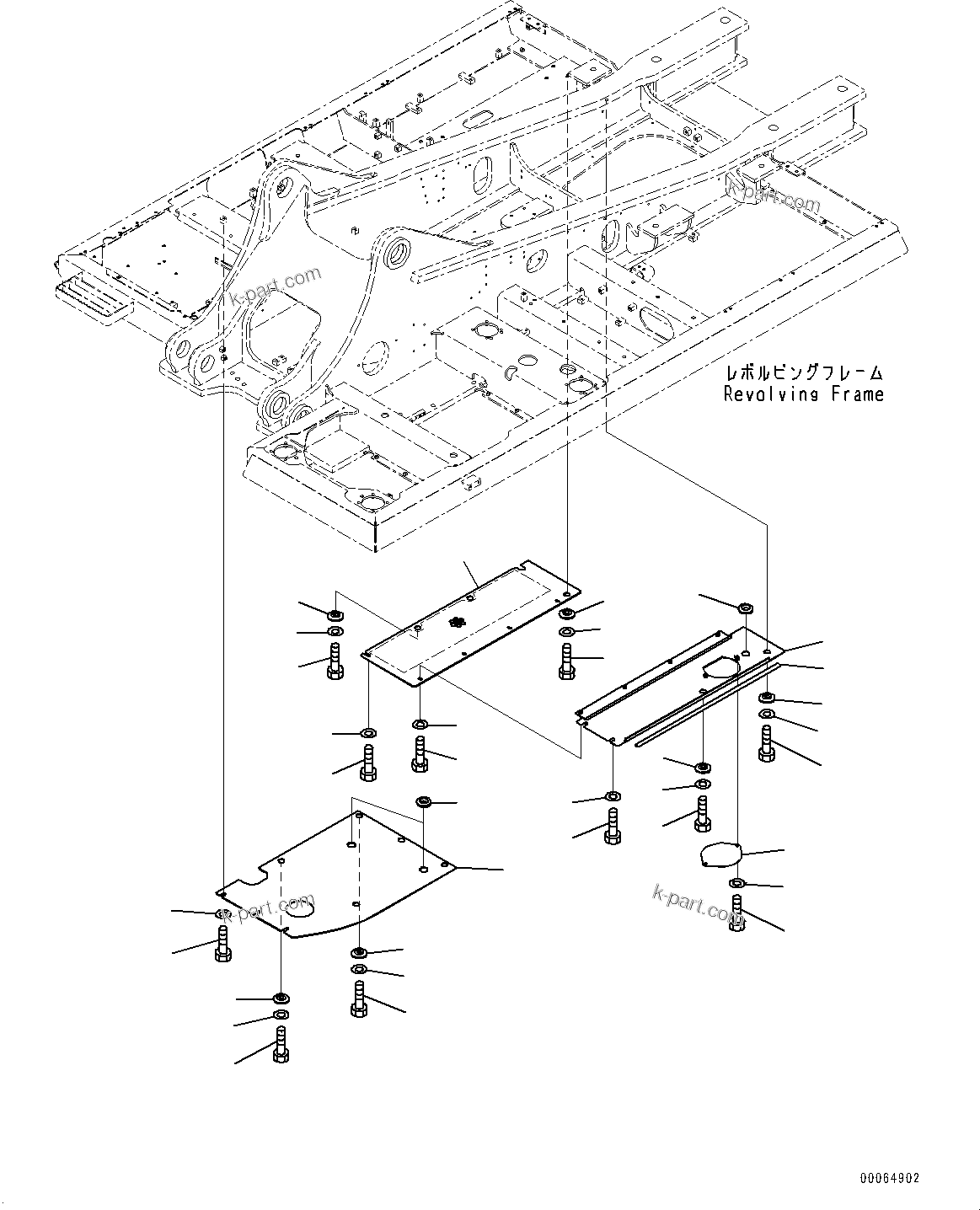 Komatsu parts book diagram for PC450LC-8R S/N 79001-UP: UNDER COVER, REVOLVING FRAME, R.H.(#75001-)