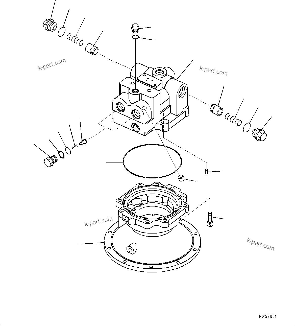 Komatsu parts book diagram for PC450LC-8R S/N 79001-UP: SWING MACHINERY AND MOTOR, INNER PARTS, SWING MOTOR (1/3)(#75101-)