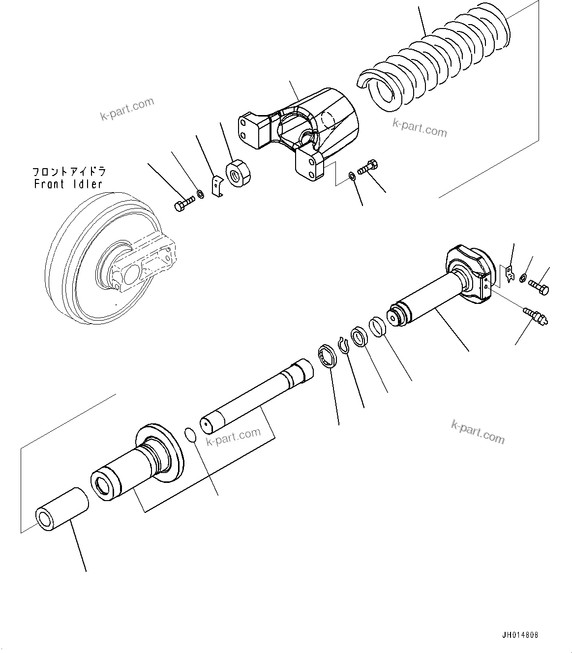 Komatsu parts book diagram for PC450LC-8R S/N 79001-UP: FRONT IDLER AND IDLER CUSHION, IDLER CUSHION(#75721-)