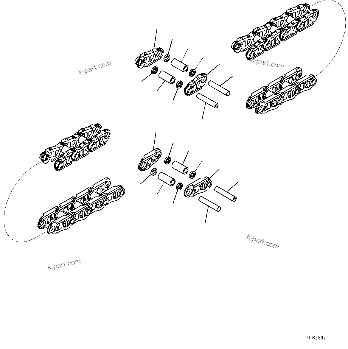 Komatsu parts book diagram for PC450LC-8R S/N 79001-UP: TRACK LINK ASSEMBLY, (SUPPLY ONLY, 98 SET, GREASE SEALED TYPE)(#75001-)