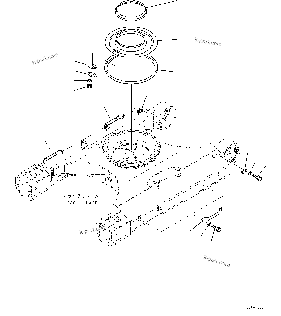 Komatsu parts book diagram for PC450LC-8R S/N 79001-UP: TRACK FRAME, GREASE BATH AND MOUNTING PARTS(#75001-)