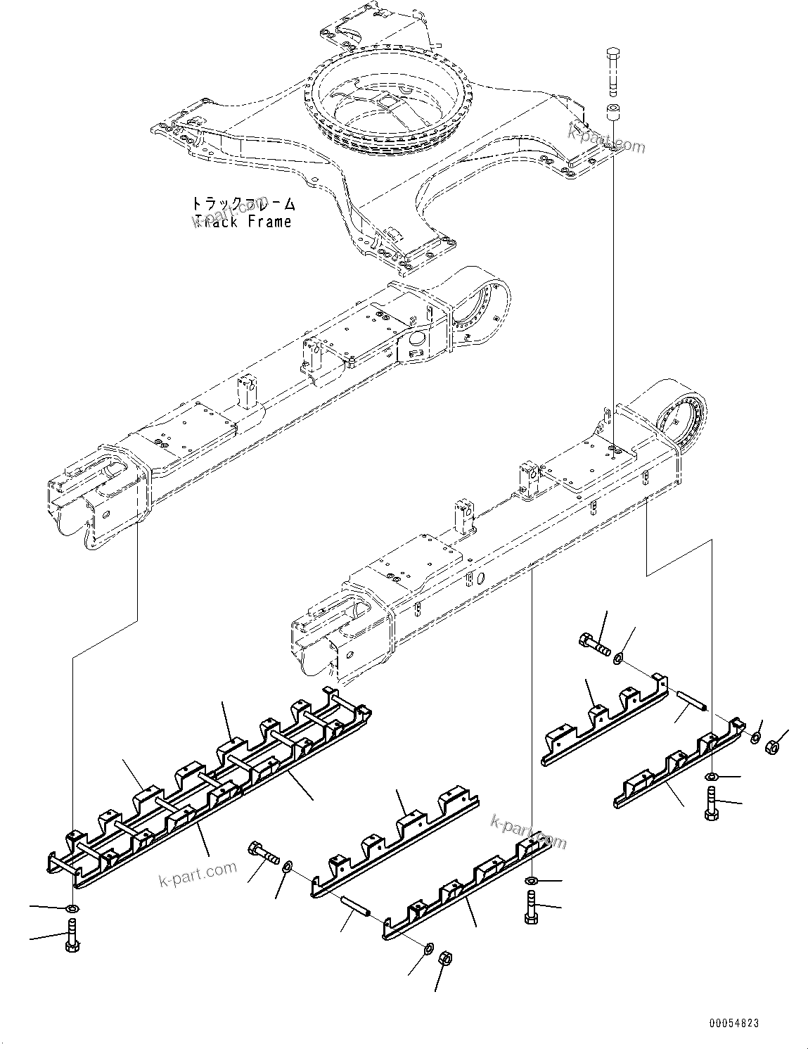 Komatsu parts book diagram for PC450LC-8R S/N 79001-UP: TRACK ROLLER GUARD, (#75001-)
