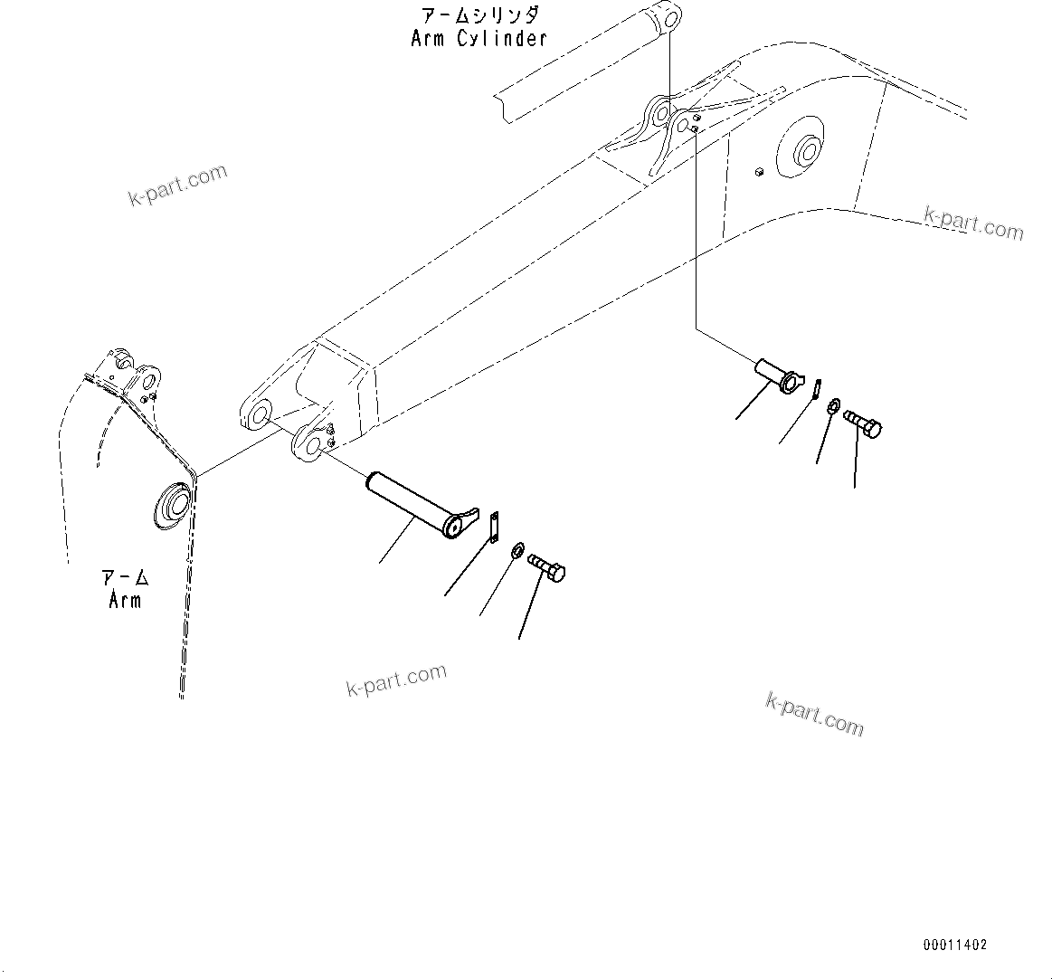 Komatsu parts book diagram for PC450LC-8R S/N 79001-UP: BOOM, TOP PIN AND BOTTOM PIN(#75001-)