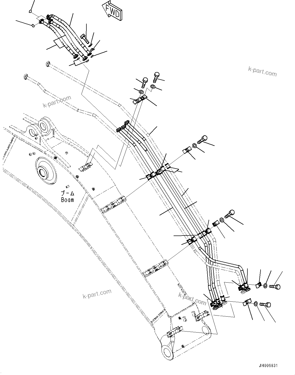 Komatsu parts book diagram for PC450LC-8R S/N 79001-UP: BOOM, ARM CYLINDER PIPING (6670MM, 100 HOURS LUBRICATION INTERVAL)(#75179-)
