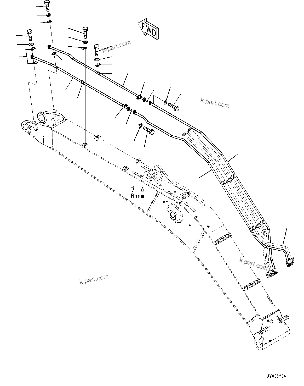 Komatsu parts book diagram for PC450LC-8R S/N 79001-UP: BOOM, BUCKET CYLINDER PIPING(#75001-)