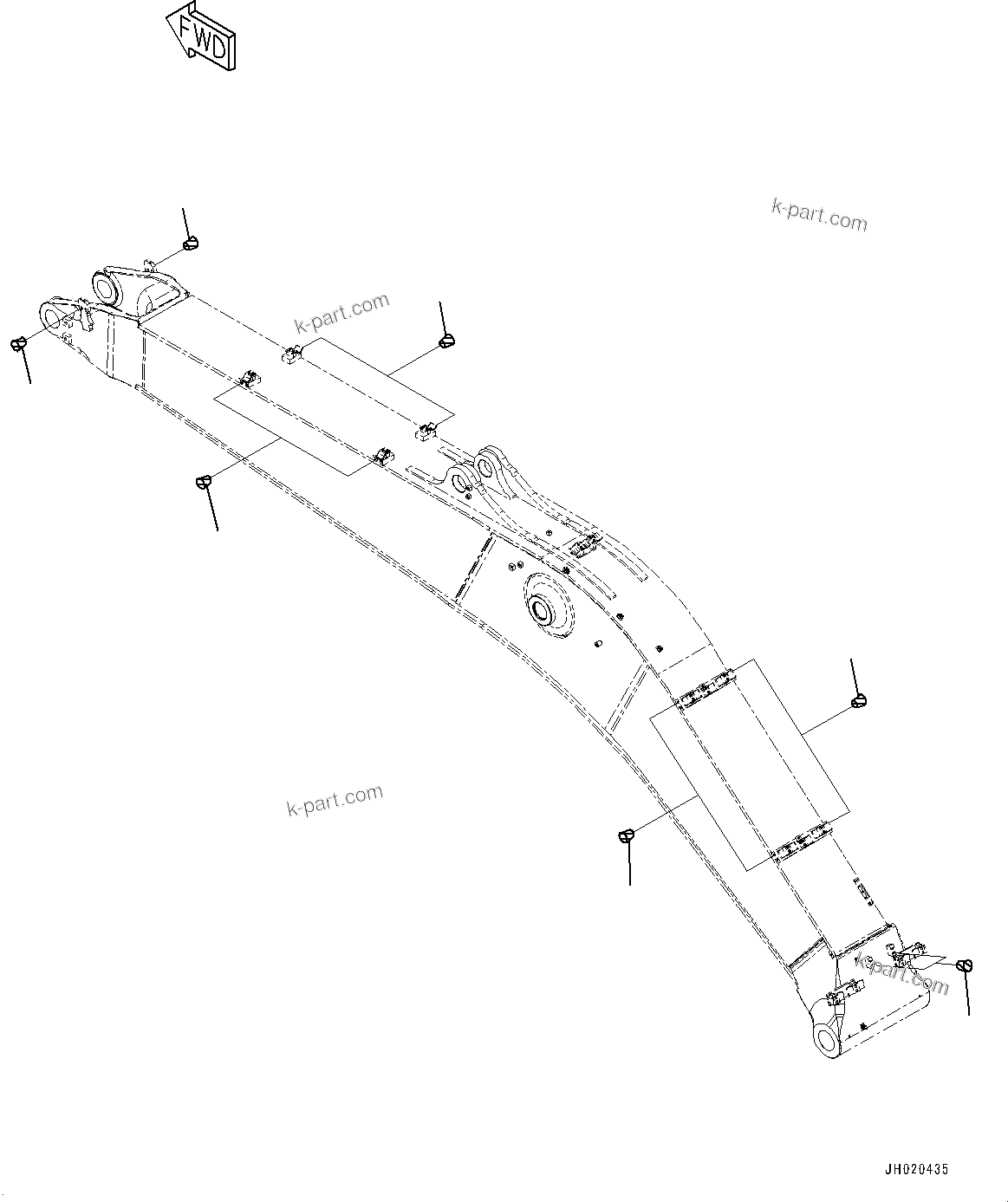 Komatsu parts book diagram for PC450LC-8R S/N 79001-UP: BOOM, PLUG(#75001-)
