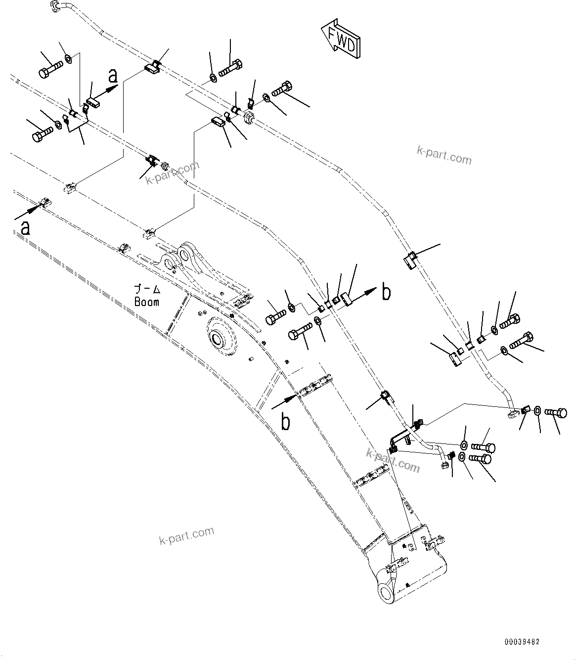 Komatsu parts book diagram for PC450LC-8R S/N 79001-UP: BOOM, CLAMP(#75001-)