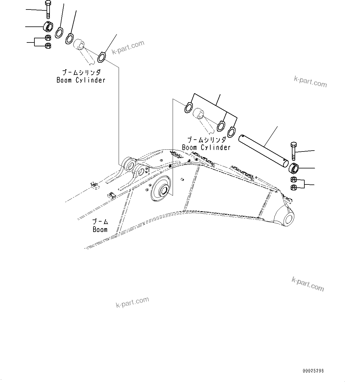 Komatsu parts book diagram for PC450LC-8R S/N 79001-UP: BOOM CYLINDER HEAD PIN, (#75001-76943)