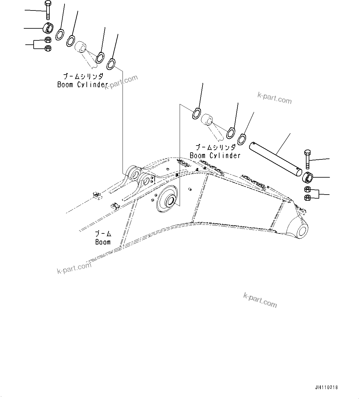 Komatsu parts book diagram for PC450LC-8R S/N 79001-UP: BOOM CYLINDER HEAD PIN, (#76944-)