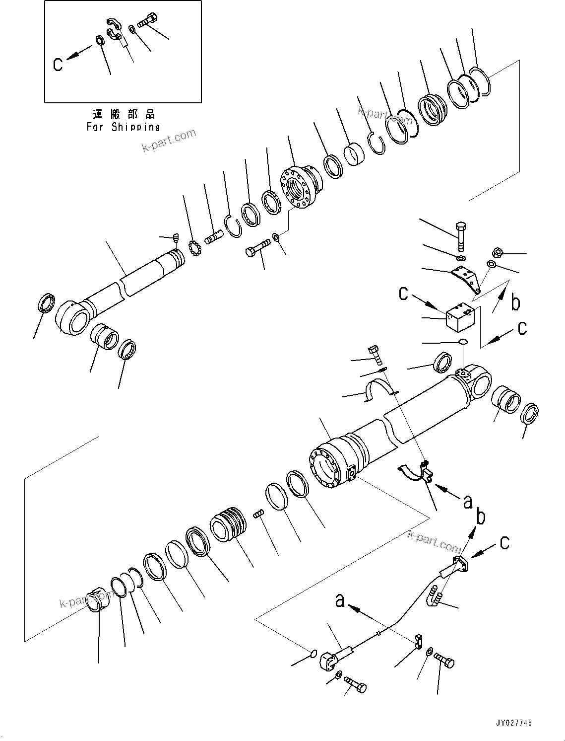 Komatsu parts book diagram for PC450LC-8R S/N 79001-UP: ARM CYLINDER, (6700MM BOOM, 100 HOURS LUBRICATION INTERVAL)(#75001-)