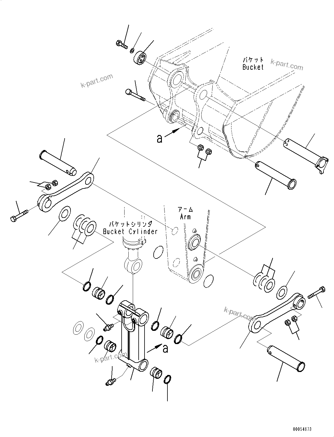 Komatsu parts book diagram for PC450LC-8R S/N 79001-UP: ARM, BUCKET LINK (2400MM, SE)(#75001-75660)