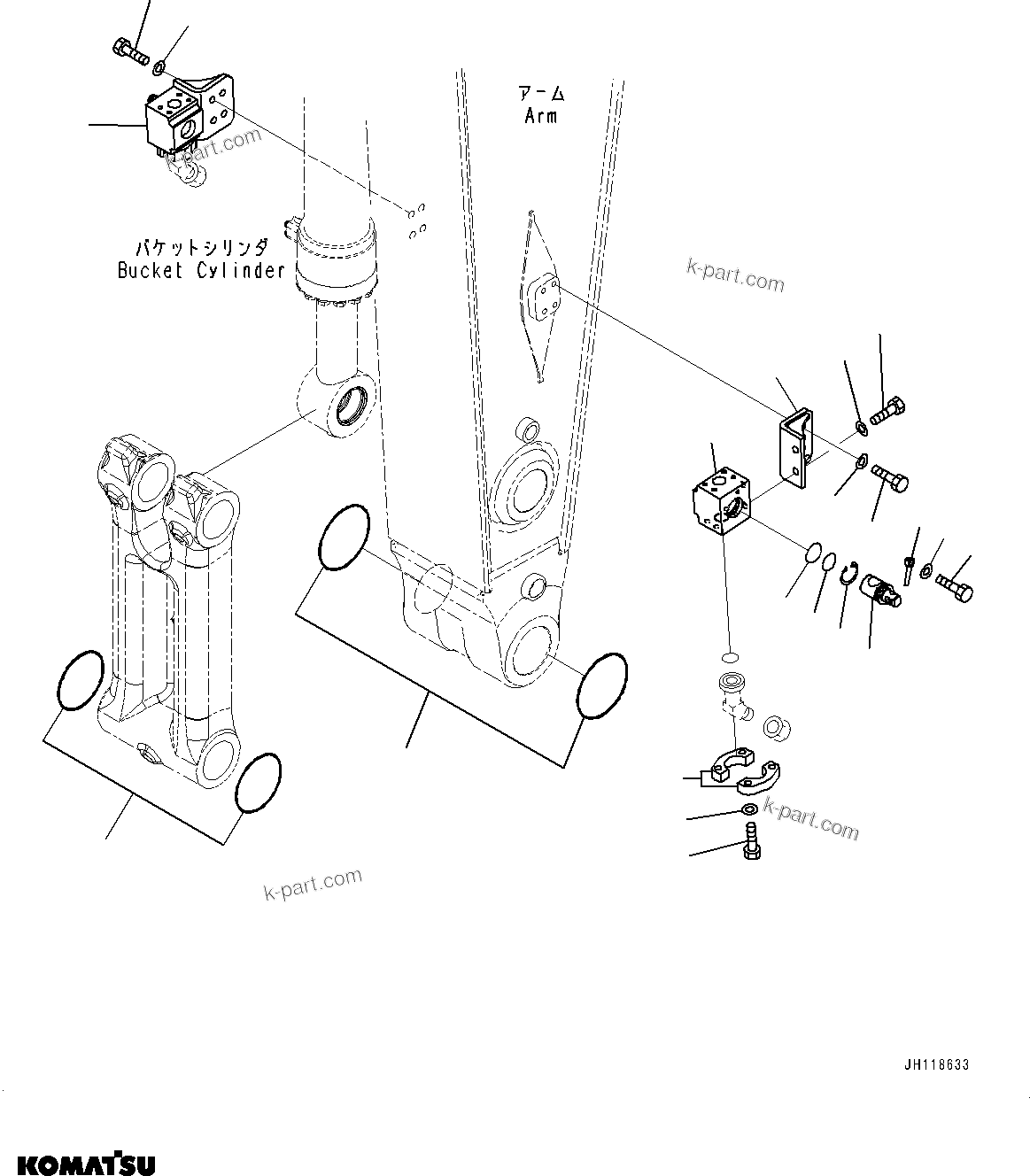 Komatsu parts book diagram for PC450LC-8R S/N 79001-UP: ARM, VALVE AND SPACER(#76727-)
