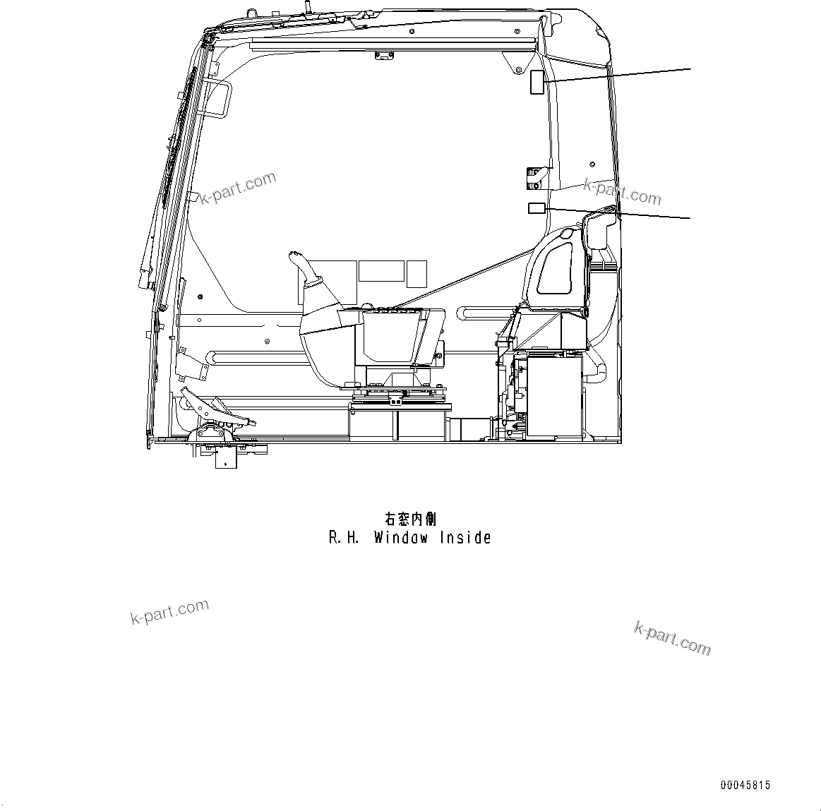 Komatsu parts book diagram for PC450LC-8R S/N 79001-UP: CAUTION PLATES, WINDOW LOCK, (#75001-)