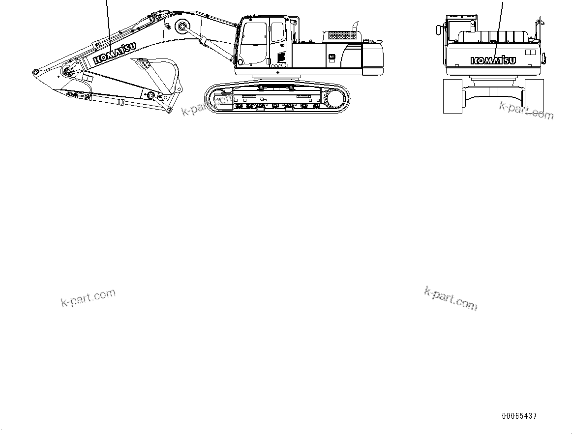 Komatsu parts book diagram for PC450LC-8R S/N 79001-UP: KOMATSU LOGO, (#75001-)