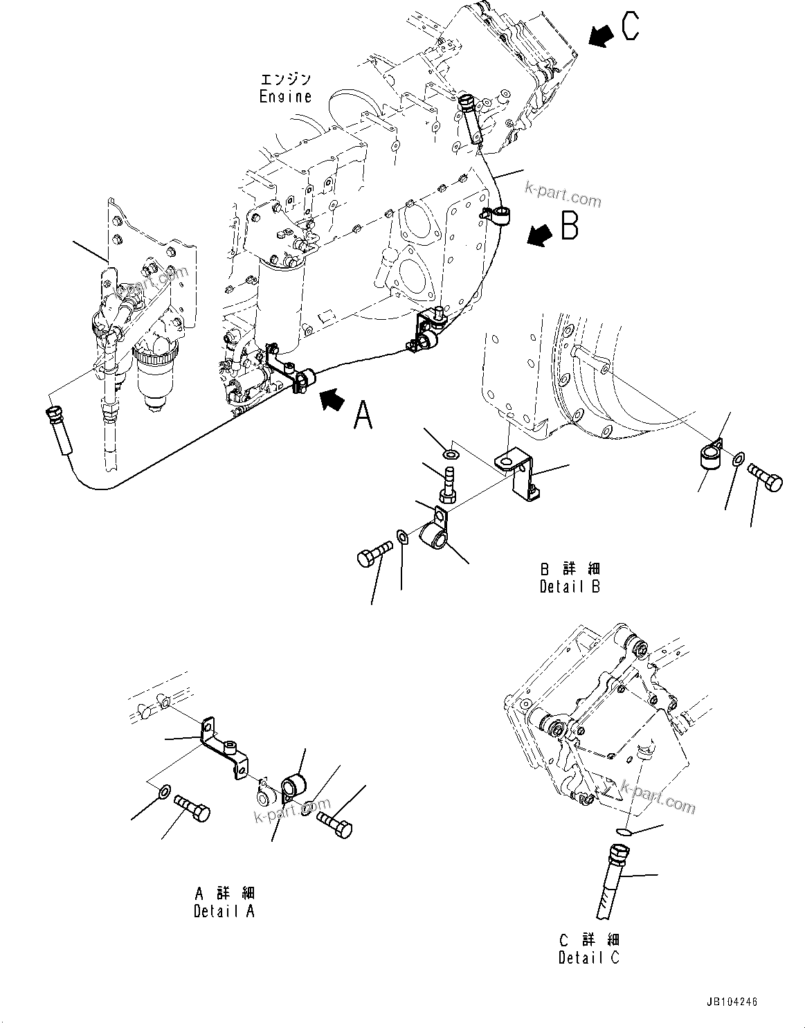 Komatsu parts book diagram for HD785-7 S/N 37001-UP: ENGINE RELATED PARTS, COOLING PLATE TO WATER SEPARATOR L.H.(#37001-)
