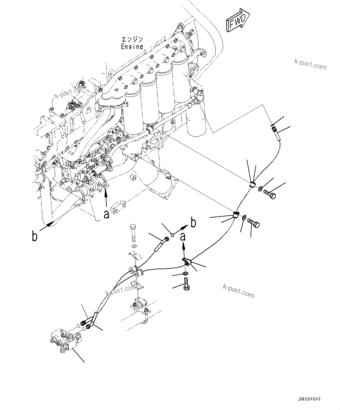 Komatsu parts book diagram for HD785-7 S/N 37001-UP: ENGINE RELATED PARTS, BLOCK TO ENGINE R.H.(#37001-)