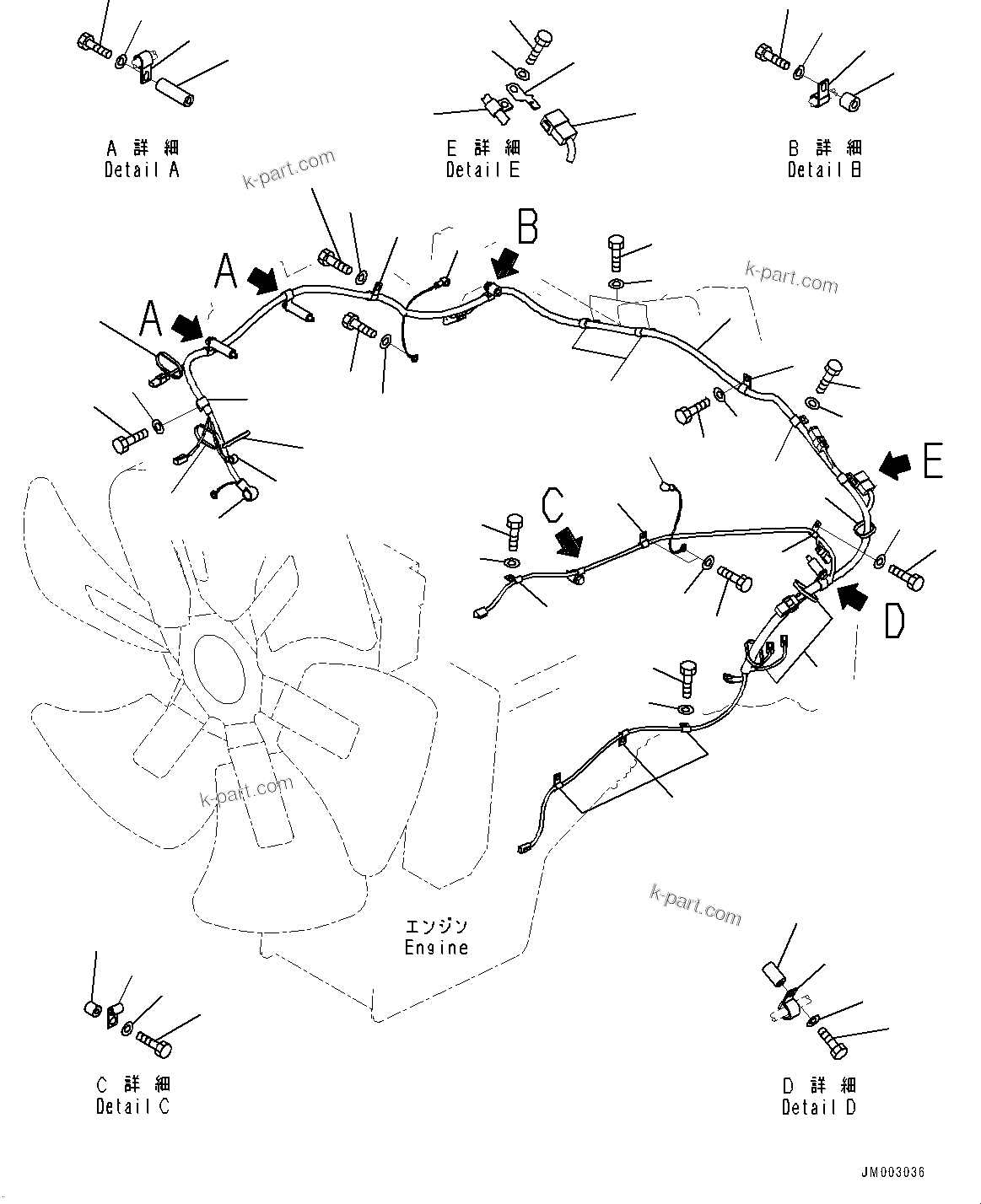 Komatsu parts book diagram for HD785-7 S/N 37001-UP: ENGINE RELATED PARTS, ENGINE WIRING HARNESS(#37001-)