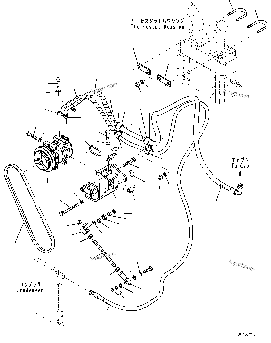 Komatsu parts book diagram for HD785-7 S/N 37001-UP: ENGINE RELATED PARTS, AIR CONDITIONER RELATED PARTS (1/2)(#37001-)
