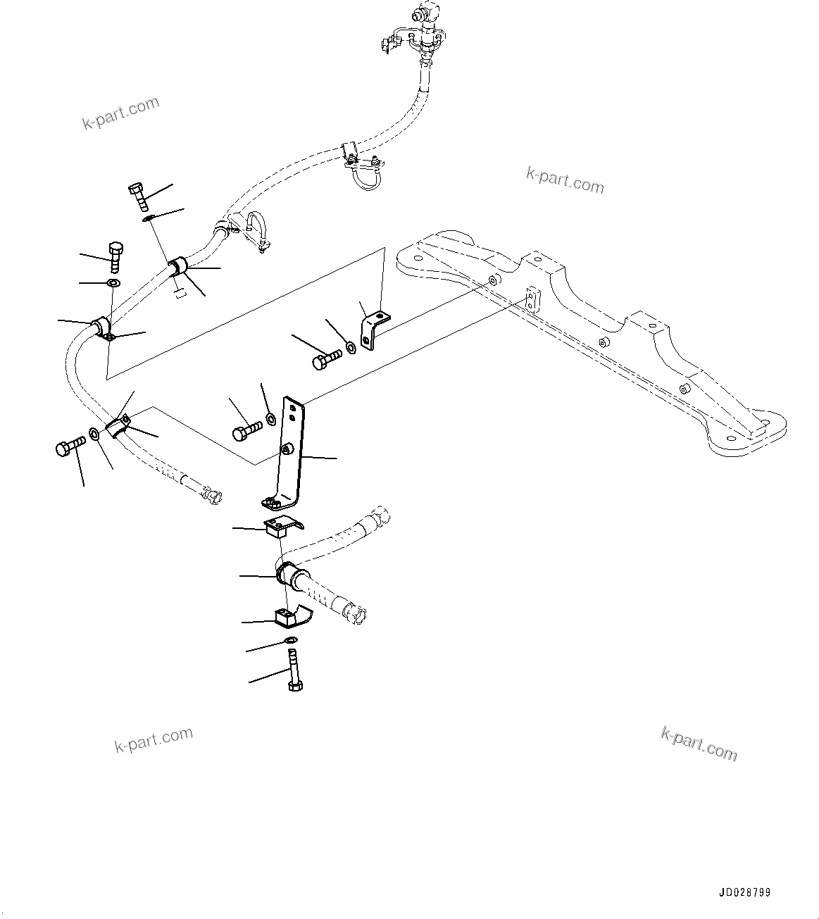 Komatsu parts book diagram for HD785-7 S/N 37001-UP: ENGINE RELATED PARTS, PRE-LUBRICATION PIPING(#37001-)