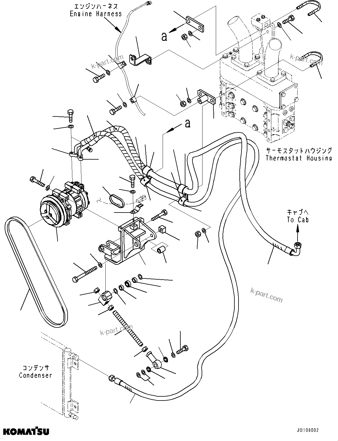Komatsu parts book diagram for HD785-7 S/N 37001-UP: ENGINE RELATED PARTS, AIR CONDITIONER RELATED PARTS (1/2)(#37001-)