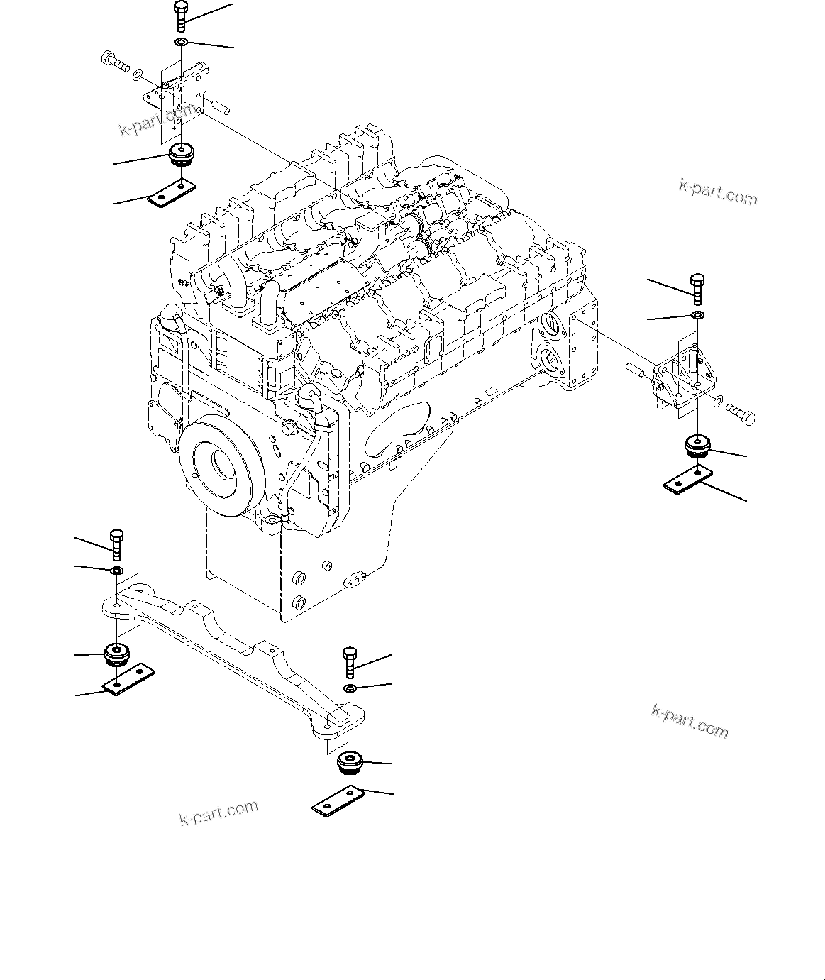 Komatsu parts book diagram for HD785-7 S/N 37001-UP: ENGINE MOUNTING, MOUNTING(#30001-)