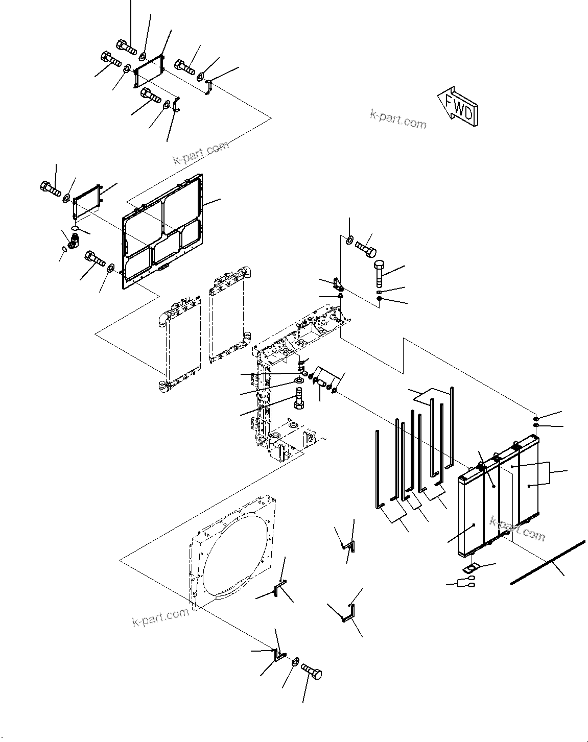 Komatsu parts book diagram for HD785-7 S/N 37001-UP: COOLING SYSTEM, RADIATOR (2/2)(#30001-)