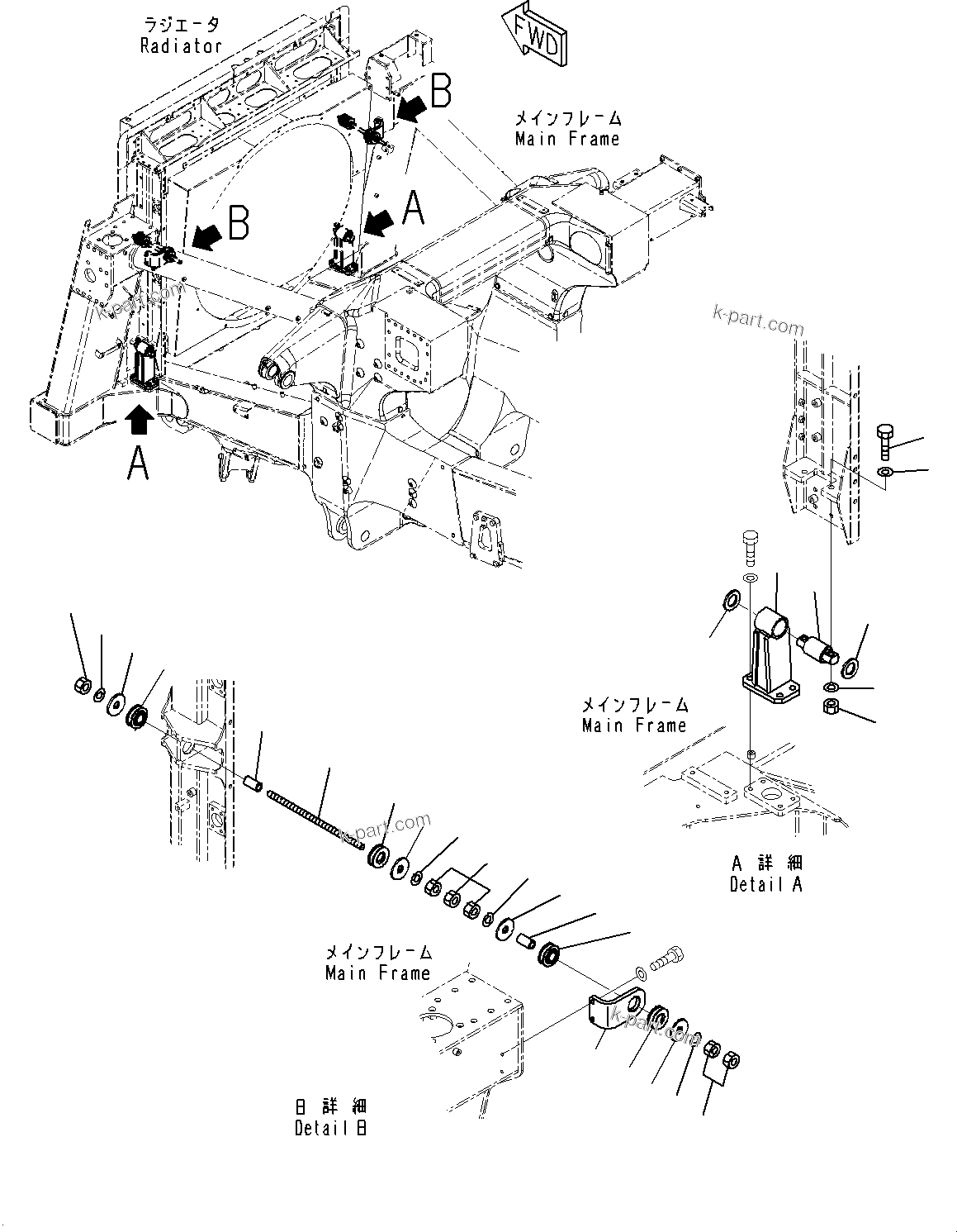 Komatsu parts book diagram for HD785-7 S/N 37001-UP: COOLING SYSTEM, MOUNTING BRACKET(#30001-31015)