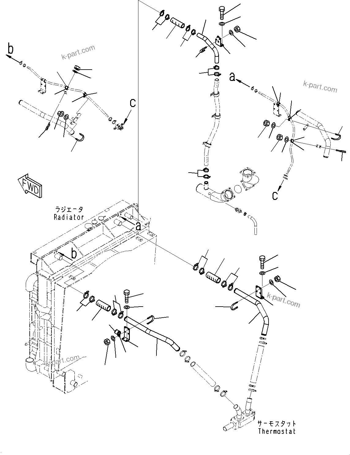 Komatsu parts book diagram for HD785-7 S/N 37001-UP: COOLING SYSTEM, COOLANT PIPING (1/3)(#37001-)