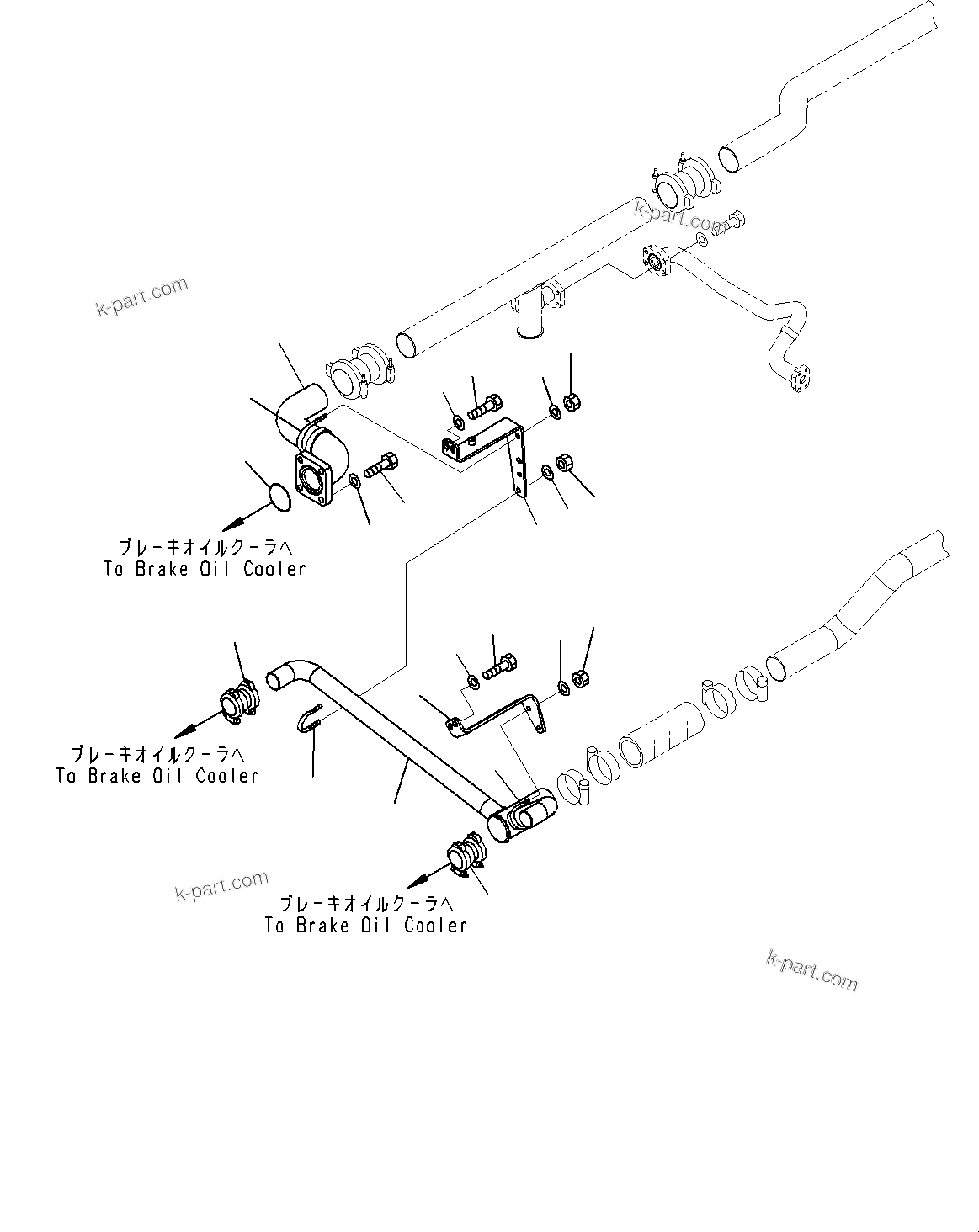 Komatsu parts book diagram for HD785-7 S/N 37001-UP: COOLING SYSTEM, BRAKE COOLER PIPING(#30001-)