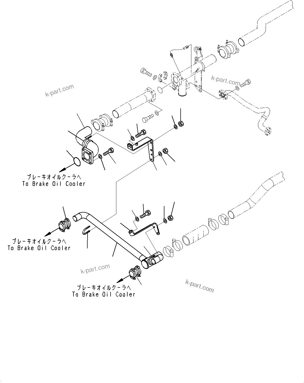 Komatsu parts book diagram for HD785-7 S/N 37001-UP: COOLING SYSTEM, BRAKE COOLER PIPING (WITH ENGINE PRE-LUBRICATION SYSTEM)(#30001-)