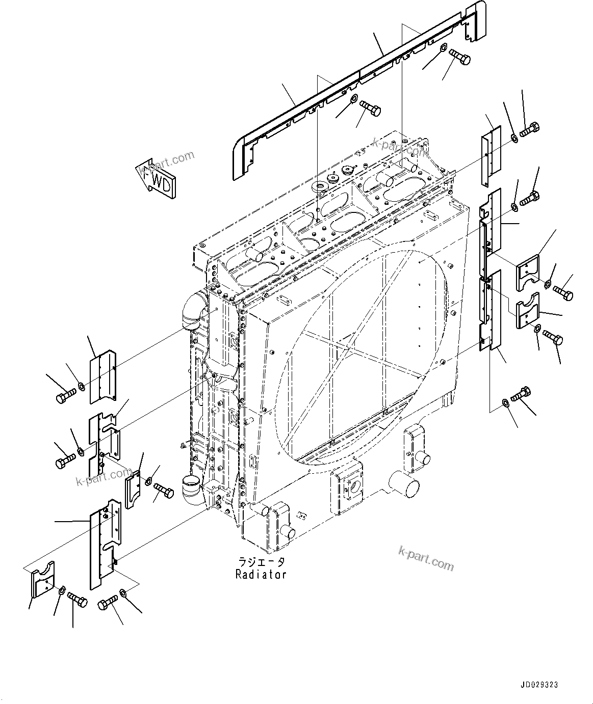 Komatsu parts book diagram for HD785-7 S/N 37001-UP: COOLING SYSTEM, BAFFLE PLATE(#37001-)