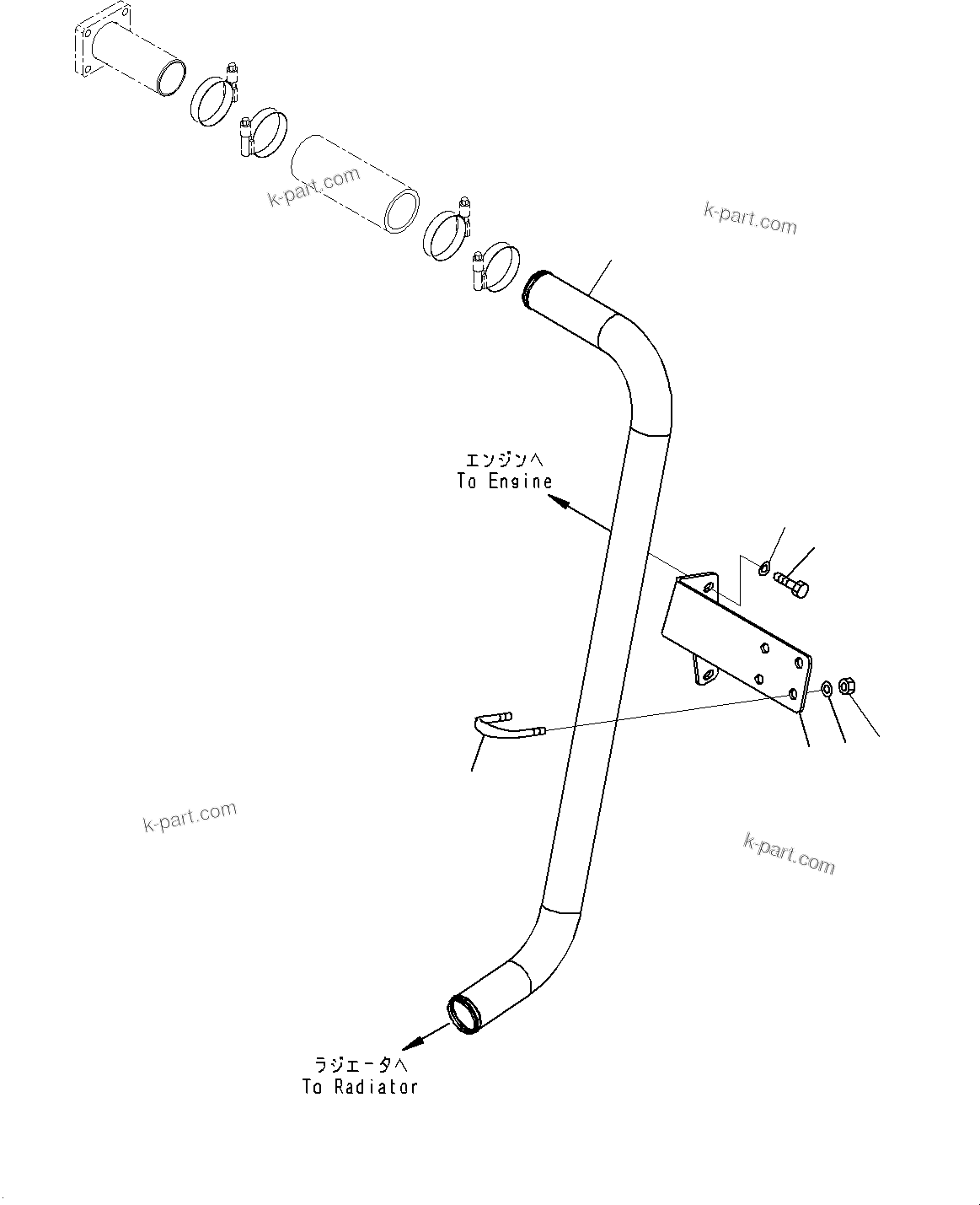 Komatsu parts book diagram for HD785-7 S/N 37001-UP: COOLANT PIPING, BYPASS TUBE(#30001-)